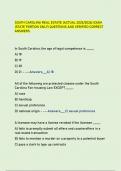 SOUTH CAROLINA REAL ESTATE &lpar;ACTUAL 2025&sol;2026&rpar; EXAM  &lpar;STATE PORTION ONLY&rpar; QUESTIONS AND VERIFIED CORRECT  ANSWERS