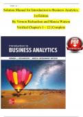 Solution Manual for Introduction to Business Analytics&comma;  1st Edition By Vernon Richardson and Marcia Watson Verified Chapter's 1 - 12 &vert; Complete 