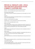 PHYSICAL THERAPY AIDE - FINAL TEST REVIEW QUESTIONS WITH CORRECT ANSWERS 2025&period;