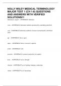 HOLLY WILEY MEDICAL TERMINOLOGY MAJOR TEST 1 &lpar;CH 1-8&rpar; QUESTIONS AND ANSWERS WITH VERIFIED SOLUTIONS&excl;&excl;&excl;