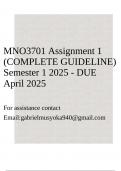 MNO3701 Assignment 1 &lpar;COMPLETE GUIDELINE&rpar; Semester 1 2025 - DUE April 2025