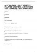 ACCT 200 EXAM 1 WILEY ADAPTIVE PRACTICE QUESTIONS AND ANSWERS 100&percnt; CORRECT&vert;LATEST UPDATED 2025