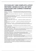 PSYCHOLOGY 1000 COMPLETE LATEST MIDTERM 1 BASED ACTUAL SET WITH QUESTIONS AND CORRECT&sol;VERIFIED ANSWERS