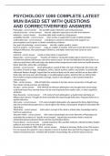 PSYCHOLOGY 1000 COMPLETE LATEST MUN BASED SET WITH QUESTIONS AND CORRECT&sol;VERIFIED ANSWERS