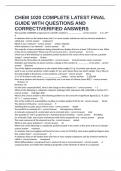 CHEM 1020 COMPLETE LATEST FINAL GUIDE WITH QUESTIONS AND CORRECT&sol;VERIFIED ANSWERS