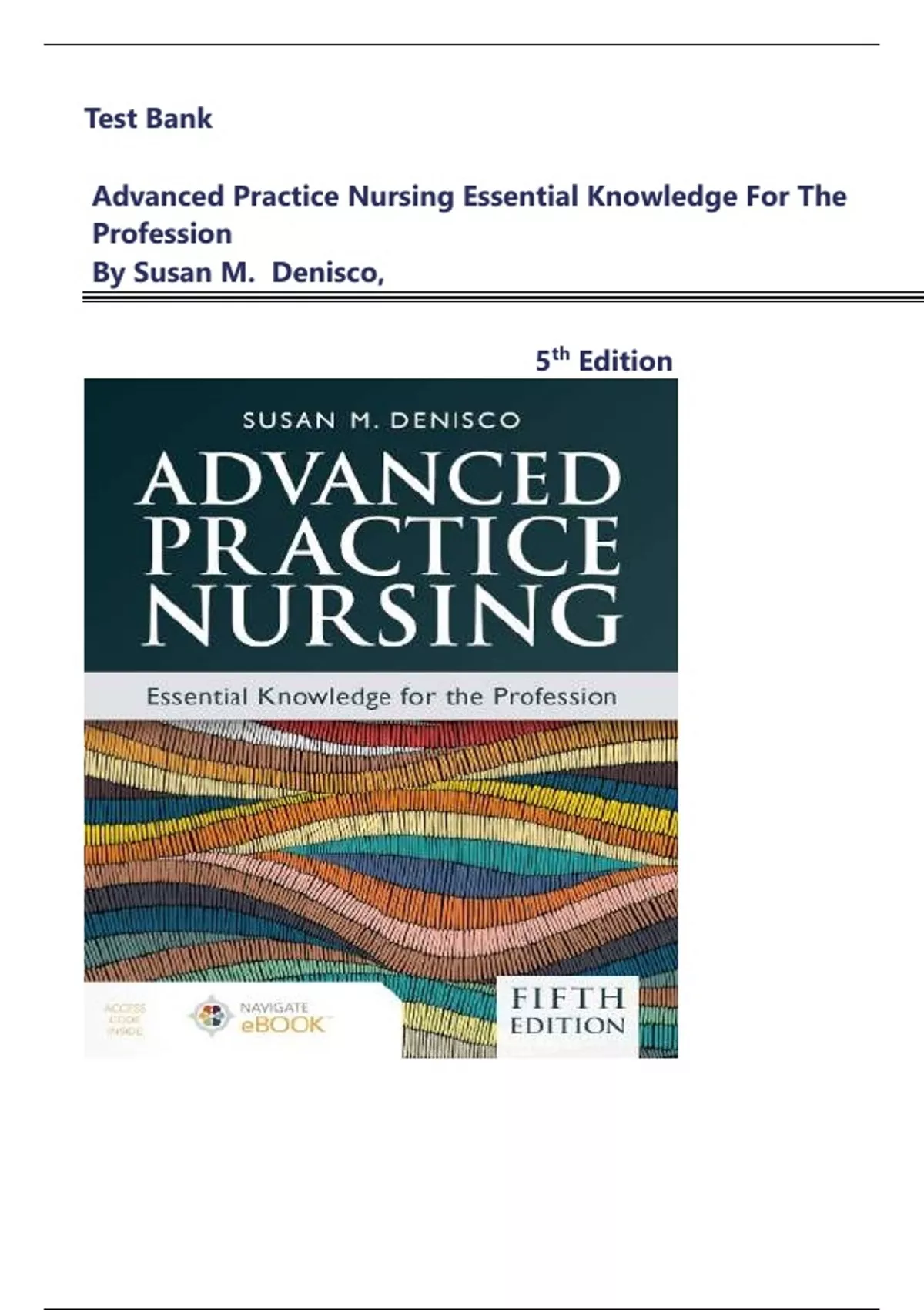 Test Bank For Advanced Practice Nursing Essential Knowledge for the ...