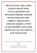MHA 707 EXAM C 2025 LATEST NEWEST UPDATE WITH ACTUAL QUESTIONS AND DETAILED VERIFIED ANSWERS WITH RATIONALES &lpar;100&percnt; CORRECT&rpar; &sol;&sol;BRAND NEW&excl;&excl; &sol;ALREADY GRADED A&plus; WITH GUARANTEED SUCCESS AFTER DOWNLOAD &lpar;ALL YOU NEED TO PASS YOUR EXAMS