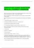 CHFM STUDY GUIDE QUESTIONS WITH ALL CORRECT ANSWERS 