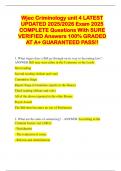 Wjec Criminology unit 4 LATEST UPDATED 2025&sol;2026 Exam 2025 COMPLETE Questions With SURE VERIFIED Answers 100&percnt; GRADED AT A&plus; GUARANTEED PASS&excl;&excl;