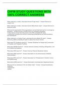 CHFM STUDY QUESTIONS WITH 100&percnt; CORRECT ANSWERS 
