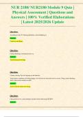 NUR 2180&sol; NUR2180 Module 9 Quiz &vert; Physical Assessment &vert; Questions and Answers &vert; 100&percnt; Verified Elaborations &vert; Latest 2025&sol;2026 Update