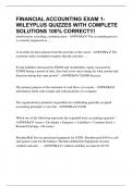 FINANCIAL ACCOUNTING EXAM 1- WILEYPLUS QUIZZES WITH COMPLETE SOLUTIONS 100&percnt; CORRECT&excl;&excl;&excl;
