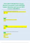 NUR 2180&sol; NUR2180 Mod 3 Exam &vert; Physical Assessment &vert; Latest 2025&sol;2026 Update &vert; Questions and Answers&vert; 100&percnt; Correct &vert; GRADED A