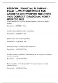 PERSONAL FINANCIAL PLANNING - EXAM 1 &ndash; WILEY QUESTIONS AND ANSWERS WITH VERIFIED SOLUTIONS 100&percnt; CORRECT &lpar;GRADED A&plus;&rpar; NEWLY UPDATED 2025
