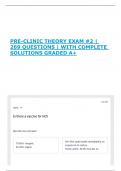 PRE-CLINIC THEORY EXAM &num;2 &vert; 269 QUESTIONS &vert; WITH COMPLETE SOLUTIONS GRADED A&plus;