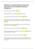 Effective Communications Final Test Questions and Complete Solutions Graded A&plus;