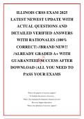 ILLINOIS CRSS EXAM 2025 LATEST NEWEST UPDATE WITH ACTUAL QUESTIONS AND DETAILED VERIFIED ANSWERS WITH RATIONALES &lpar;100&percnt; CORRECT&rpar; &sol;&sol;BRAND NEW&excl;&excl; &sol;ALREADY GRADED A&plus; WITH GUARANTEED SUCCESS AFTER DOWNLOAD &lpar;ALL YOU NEED TO PASS YOUR EXAMS