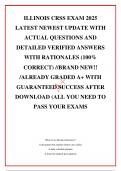 ILLINOIS CRSS EXAM 2025 LATEST NEWEST UPDATE WITH ACTUAL QUESTIONS AND DETAILED VERIFIED ANSWERS WITH RATIONALES &lpar;100&percnt; CORRECT&rpar; &sol;&sol;BRAND NEW&excl;&excl; &sol;ALREADY GRADED A&plus; WITH GUARANTEED SUCCESS AFTER DOWNLOAD &lpar;ALL YOU NEED TO PASS YOUR EXAMS