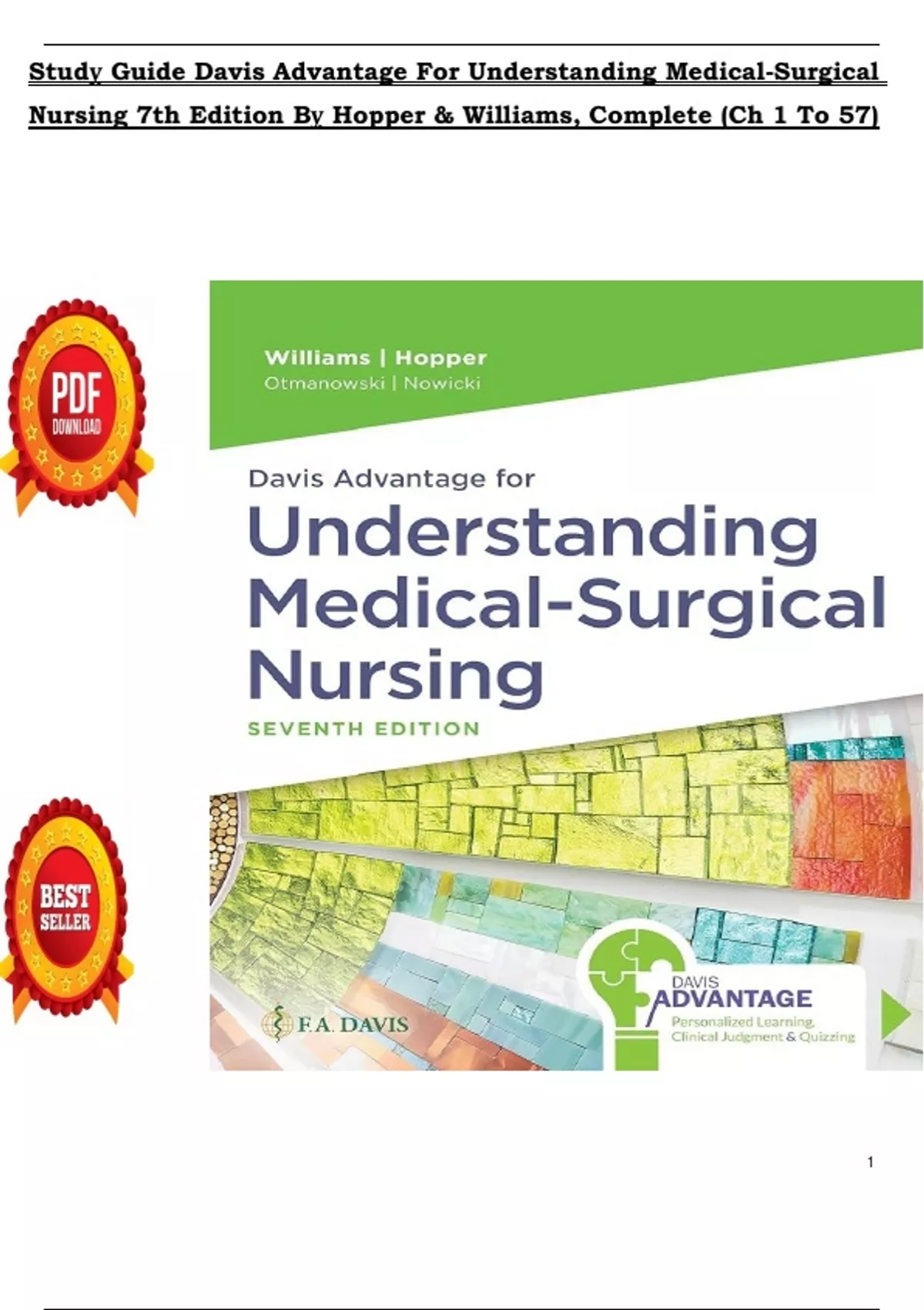 Study Guide For Davis Advantage For Understanding Medical-Surgical ...