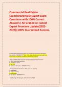 Commercial Real Estate Exam&vert;Brand New Expert Exam Questions with 100&percnt; Correct Answers&vert; All Graded A&plus;&vert;Latest Expert Premium Update&lpar;2025-2026&rpar;&vert;100&percnt; Guaranteed Success&period;