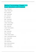 Medical Terminology Chapter 1- 8 Exam Questions and Answers