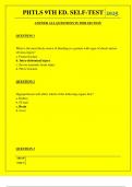  PHTLS 9TH ED. SELF-TEST QUESTIONS AND ANSWERS 2025