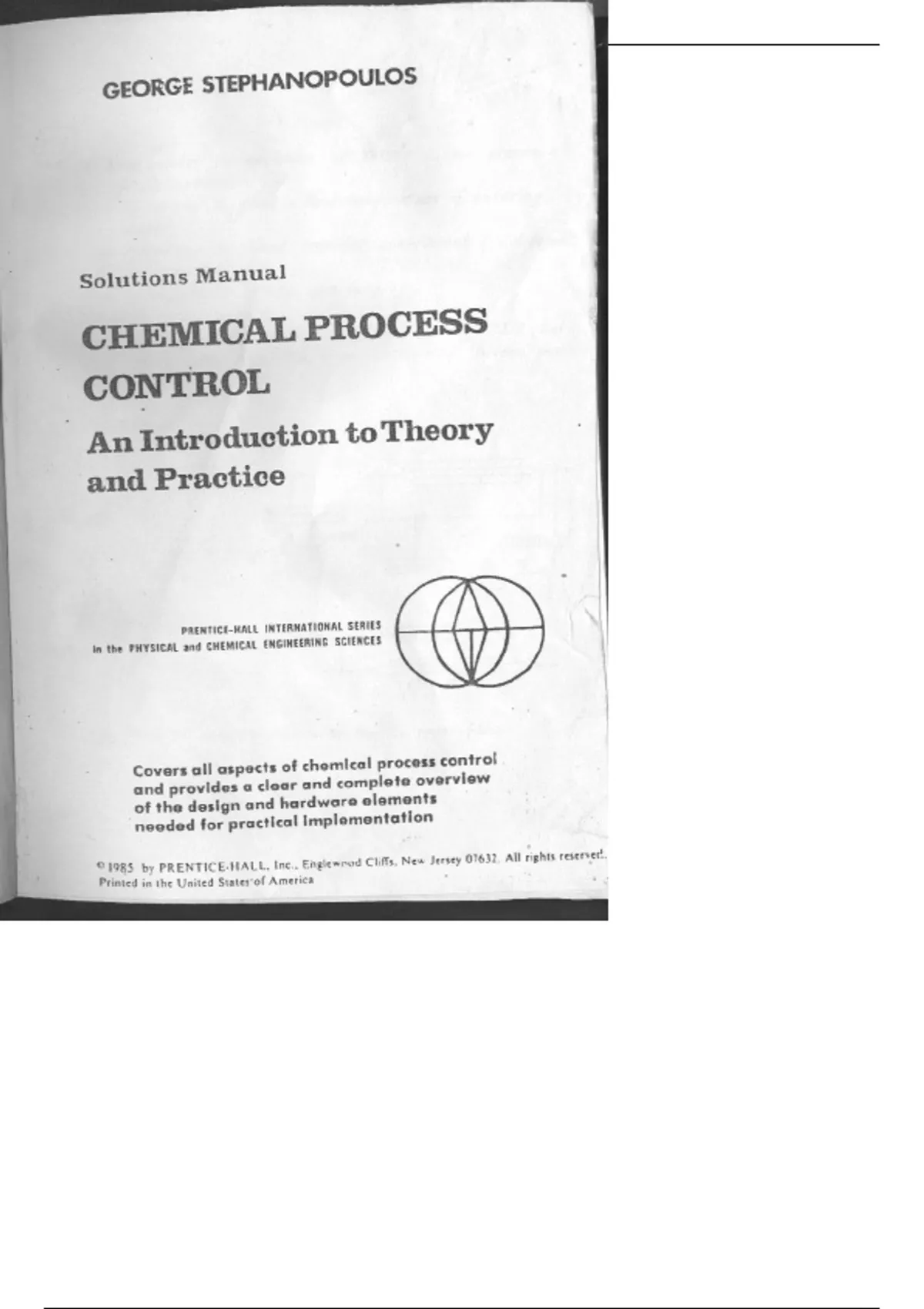 Solution Manual For Chemical Process Control An Introduction to Theory ...