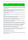 MTTC - LEARNING DISABILITIES EXAM QUESTIONS AND CORRECT ANSWERS