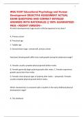 WGU D307 Educational Psychology and Human Development OBJECTIVE ASSESSMENT ACTUAL EXAM QUESTIONS AND CORRECT DETAILED ANSWERS WITH RATIONALES &vert;&vert; 100&percnt; GUARANTEED PASS <RECENT VERSION>