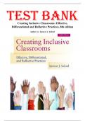 Test Bank For Creating Inclusive Classrooms: Effective, Differentiated and Reflective Practices 8th Edition by Spencer J. Salend, Chapters 1-12
