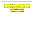 Test Bank for Davis Advantage for Townsend&rsquo;s Essentials of Psychiatric Mental Health Nursing&comma; 9th Edition Author&colon; Karyn Morgan Chapters&colon; 1&ndash;32 &lpar;Complete&rpar;