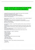 FOOD HANDLER TRAINING EXAM WITH COMPLETE SOLUTIONS GRADED &plus;