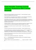 Food Handler Training Course Lessons Questions with Correct Answers 