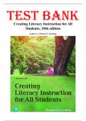 Test Bank For Creating Literacy Instruction for All Students 10th Edition by Thomas G&period; Gunning&comma; Chapters 1-14
