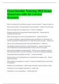 Food Handler Training 2025 Exam Questions with All Correct Answers 