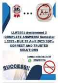 LLW2601 Assignment 2 (COMPLETE ANSWERS) Semester 1 2025 - DUE 25 April 2025;100% CORRECT AND TRUSTED SOLUTIONS