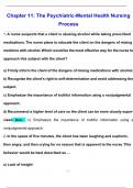 Chapter 11&colon; The Psychiatric-Mental Health Nursing Process Exam Questions With 100&percnt; Correct Answers Latest Update 2025&sol;2026