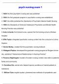 PSYCHIATRIC&sol;MENTAL HEALTH NURSING EXAM 1 TEST BANK LATEST UPDATE THIS YEAR 2025&sol;2026 ALL WITH 500 QUESTIONS AND CORRECT DETAILED ANSWERS WITH RATIONALES