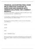 FINANCIAL ACCOUNTING FINAL EXAM WILEY PRACTICE &lpar;CHAPTER 10&rpar; QUESTIONS AND ANSWERS WITH VERIFIED SOLUTIONS 100&percnt; CORRECT RATED A&plus;