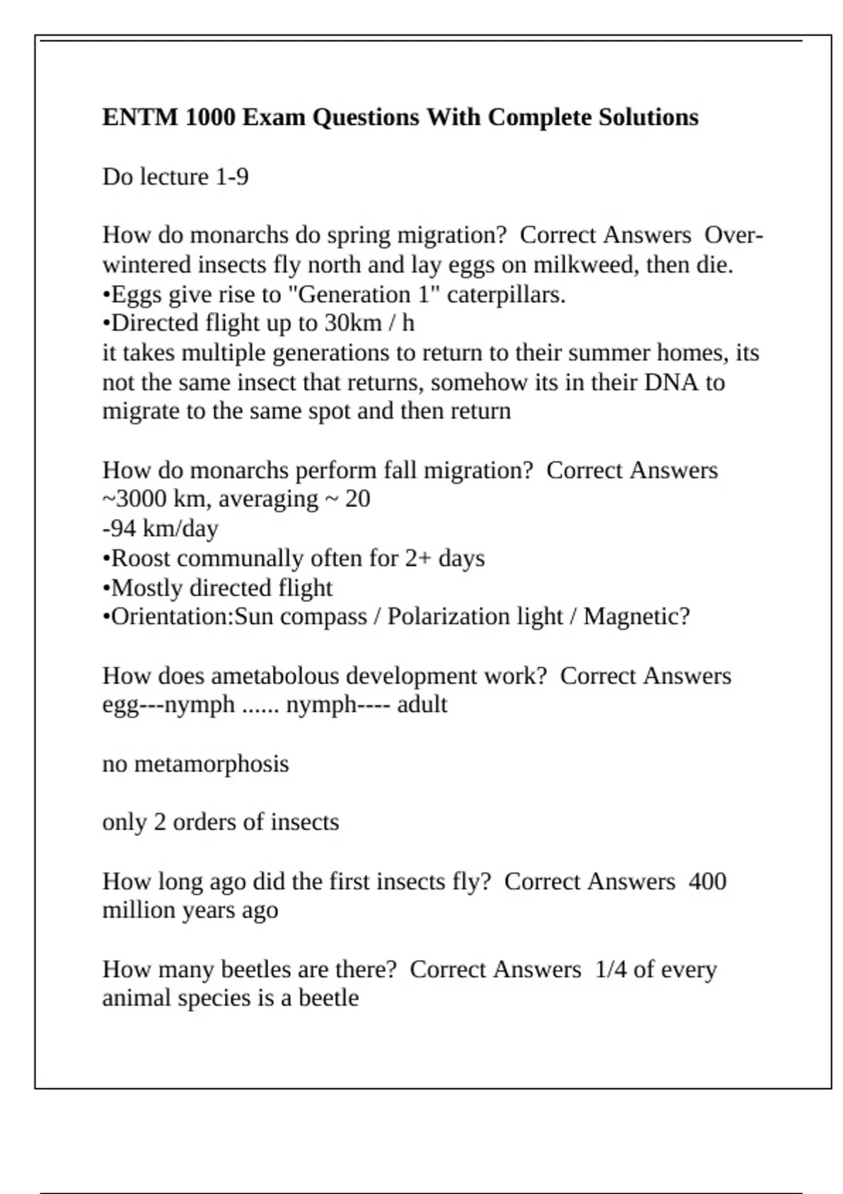 ENTM 1000 Exam Questions With Complete Solutions - ENTM 1000 - Stuvia US