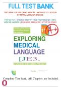 FULL TEST BANK FOR EXPLORING MEDICAL LANGUAGE 11TH EDITION BY MYRNA LAFLEUR BROOKS All Chapters are included