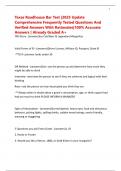 Texas Roadhouse Bar Test &vert;2025 Update Comprehensive Frequently Tested Questions And Verified Answers With Rationales&vert;100&percnt; Accurate Answers &vert; Already Graded A&plus;