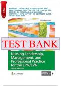 COMPLETE TEST BANK For Nursing Leadership&comma; Management&comma; and Professional Practice for the LPN&sol;LVN&comma; 7th Edition by Tamara R&period; Dahlkemper&comma; Verified Chapters 1 - 20&comma; Complete Newest Version