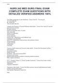NURS 242 MED SURG FINAL EXAM COMPLETE EXAM QUESTIONS WITH DETAILED VERIFIED ANSWERS 100&percnt;