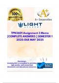 TPN2601 Assignment 3 Memo &lbrack;COMPLETE ANSWERS &rsqb; SEMESTER 1 2025-DUE MAY 2025&semi; 100&percnt; trusted&comma; comprehensive and complete reliable solution with clear explanation&period; 