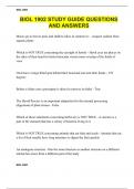 BIOL 1902 STUDY GUIDE QUESTIONS AND ANSWERS