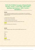 NUR 256&sol; NUR256 Concepts of Mental Health Nursing - Exam 1 &vert; Latest 2025&sol; 2026 Update &vert; Questions and Answers &vert; 100&percnt; Correct &vert; GRADED A
