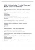NSG 101 Beginning Physical Exam and Health Assessment Chapter With Questions and Correct Answers 