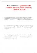 Care of Children A Questions with Verified Answers &vert; 100&percnt; Correct &vert; Grade A 2025&sol;26