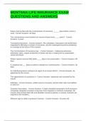MONTANA LIFE INSURANCE EXAM QUESTIONS AND ANSWERS WITH ACCURATE SOLUTIONS 